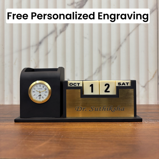 Doctor's Pen Stand With Clock Tohfa24