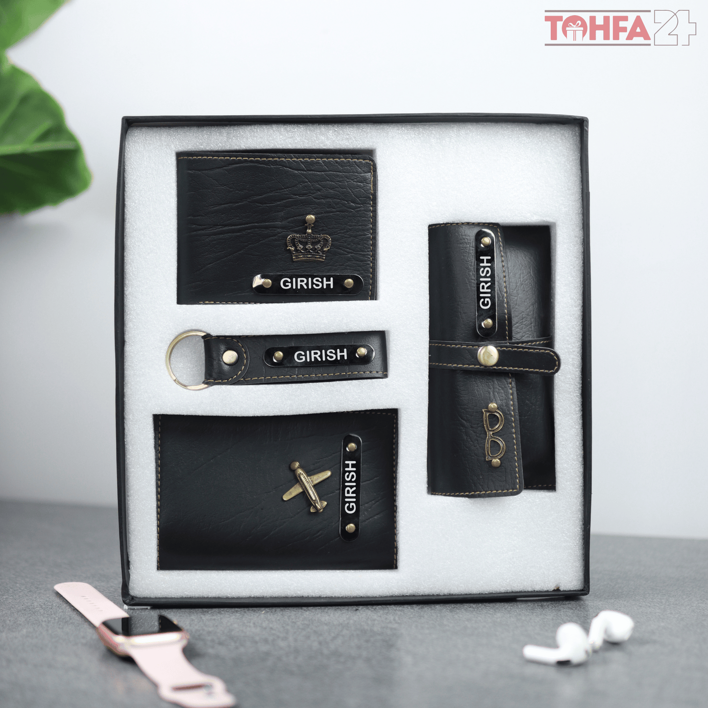 Personalized Premium 4 in 1 Leather Wallet Combo Tohfa24