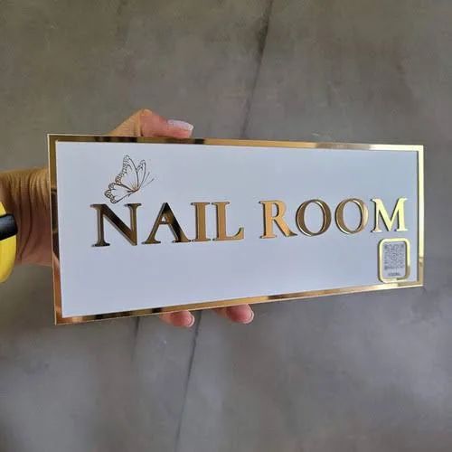 Luxury Acrylic Name Plate with Gold Mirror Finish
