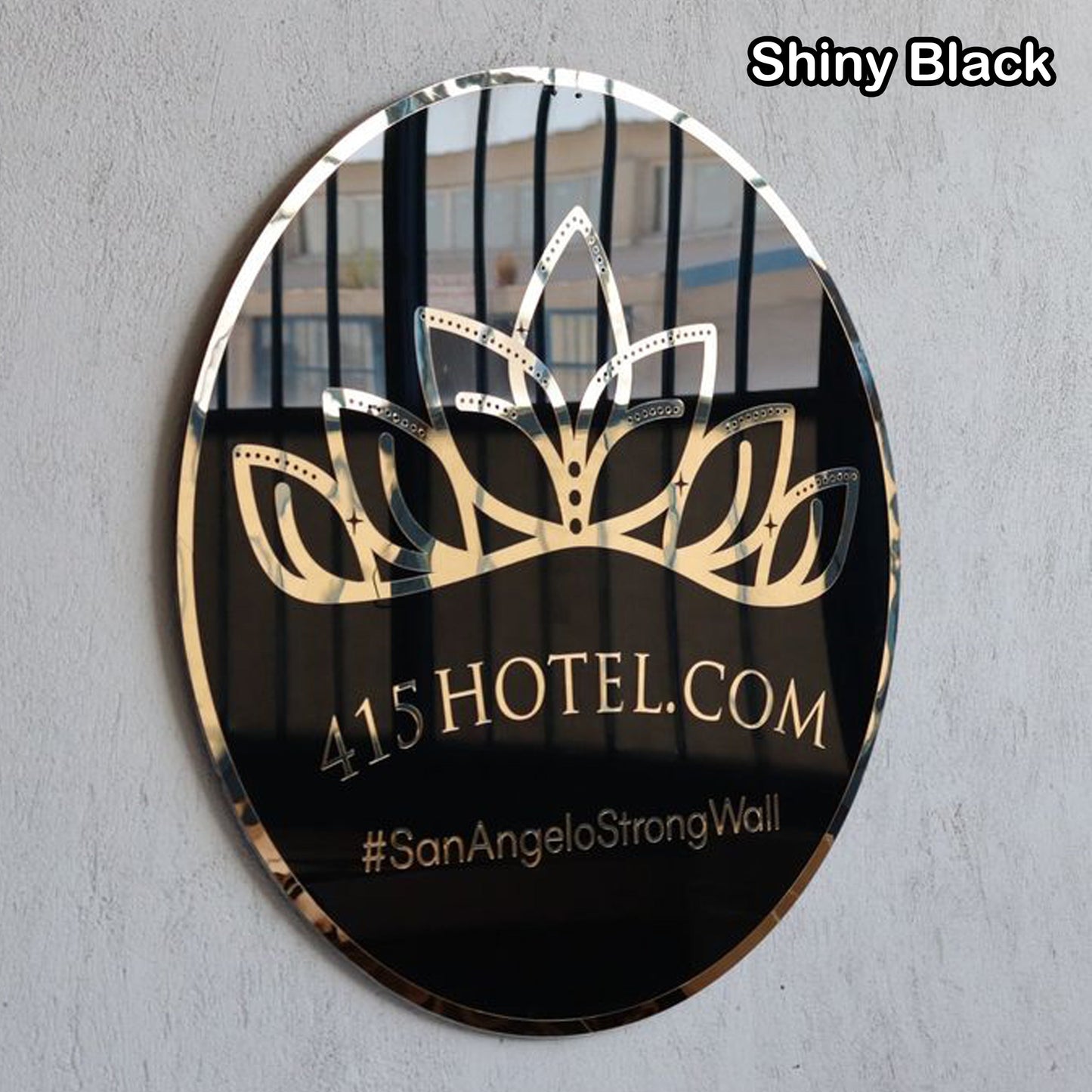 Elegant Round Acrylic Name Plate Shiny Black Tohfa24