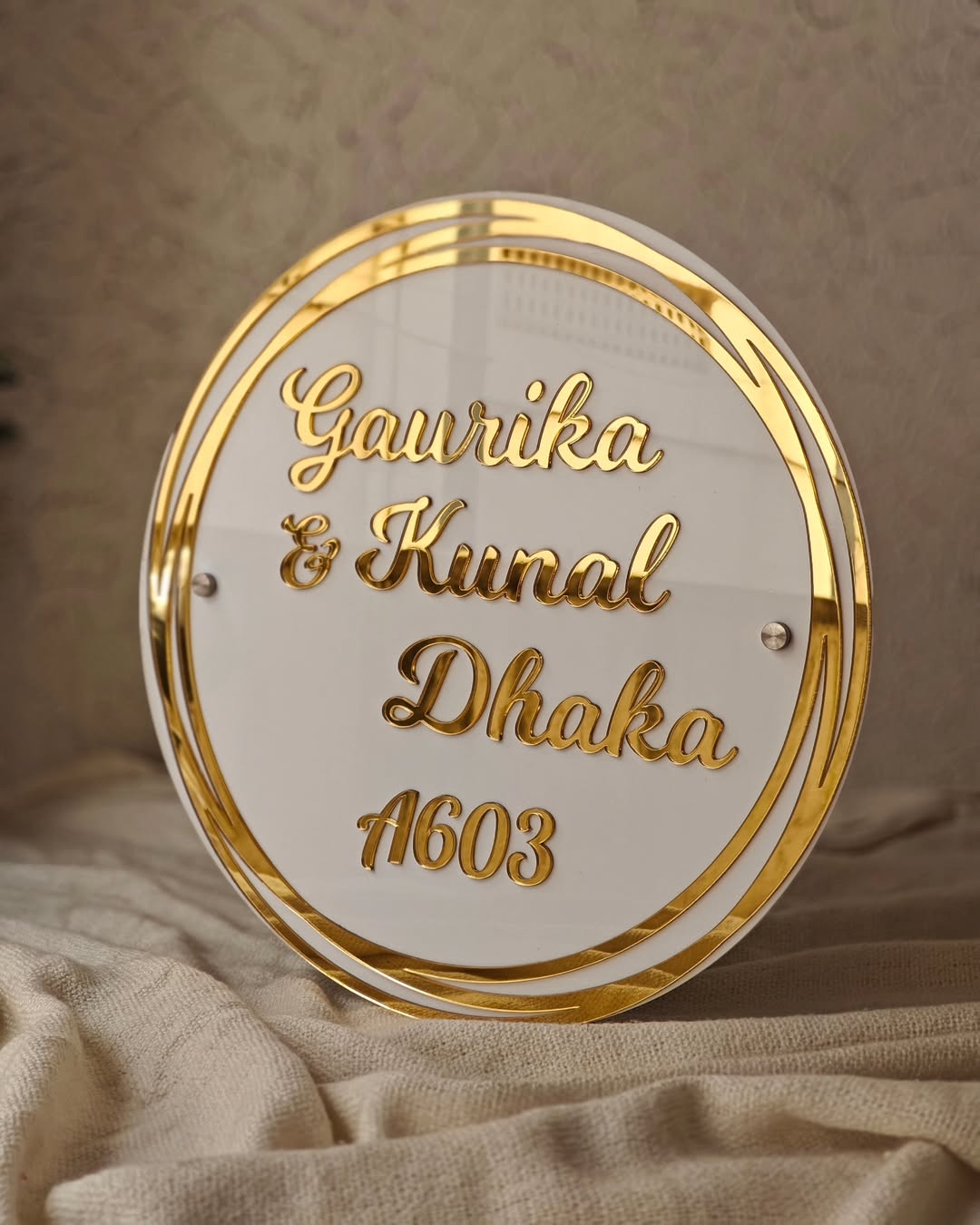 Gold Mirror Couple Nameplate