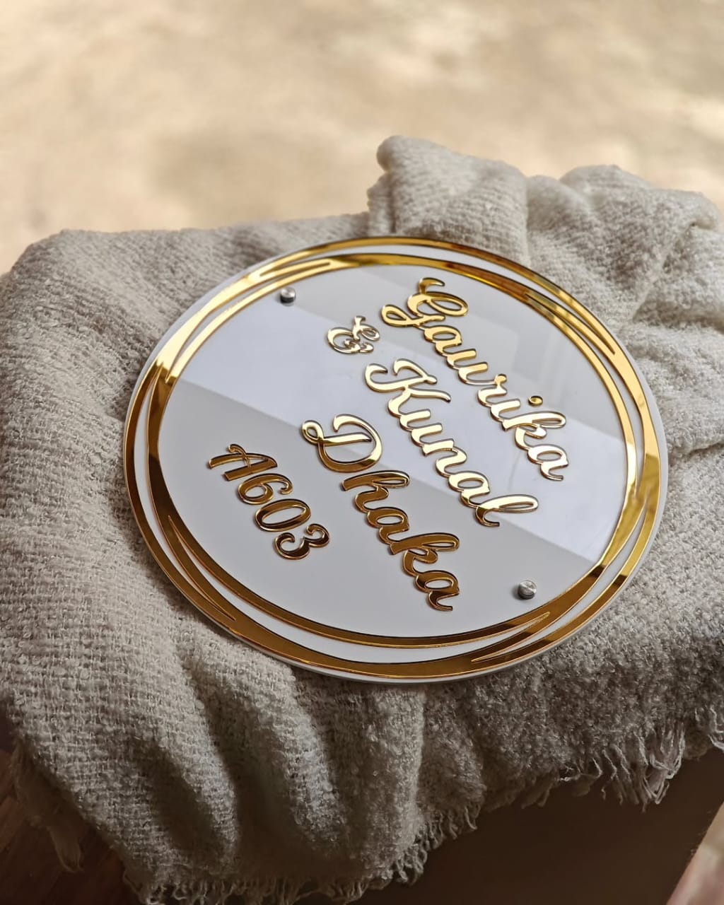 Gold Mirror Couple Nameplate