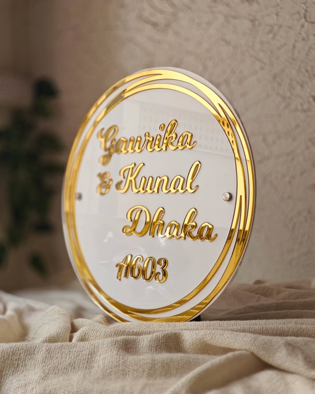 Gold Mirror Couple Nameplate