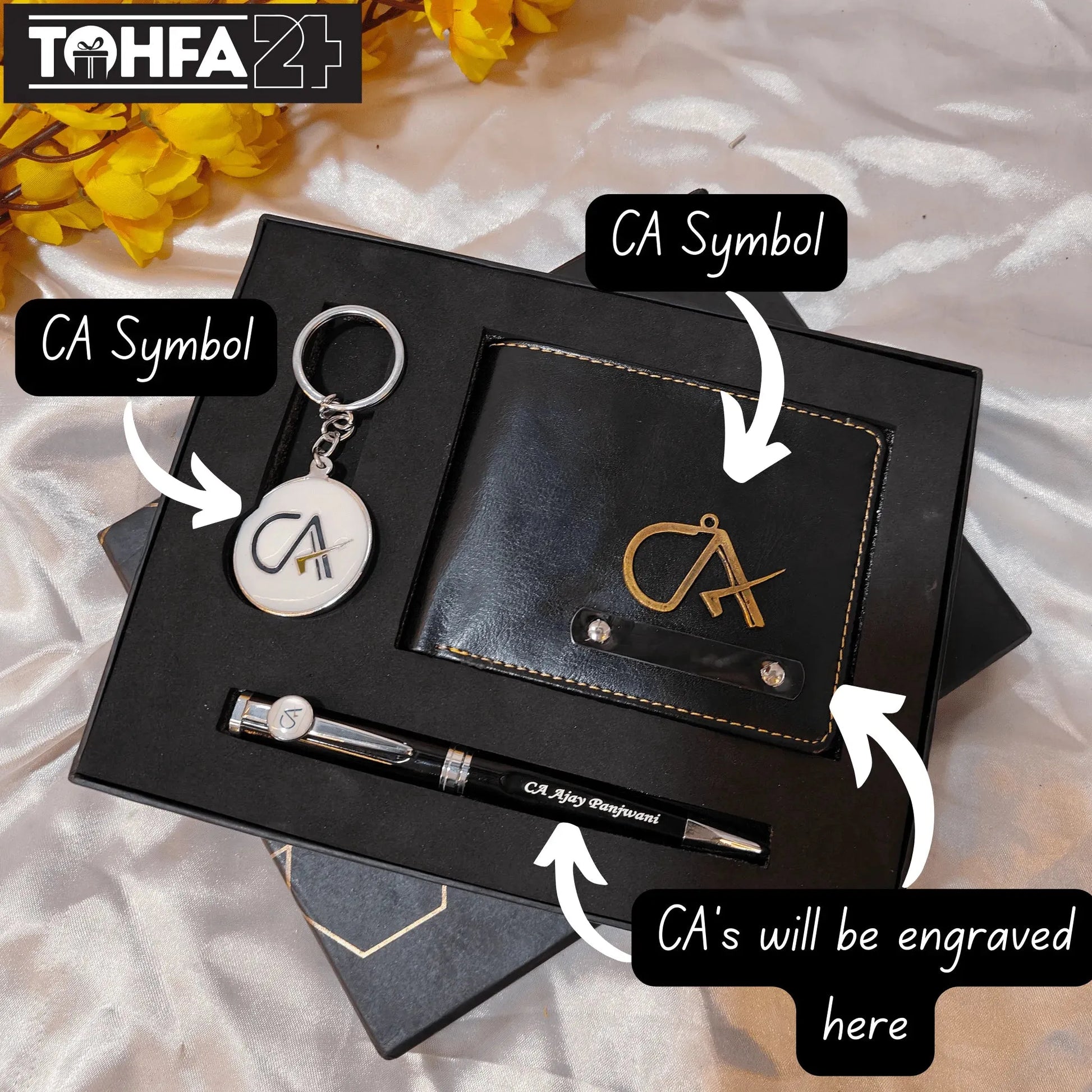 Premium Personalized Wallet, Pen & Keychain Combo for CA Tohfa24