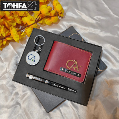 Personalized Wallet, Pen & Keychain Combo for CA Tohfa24