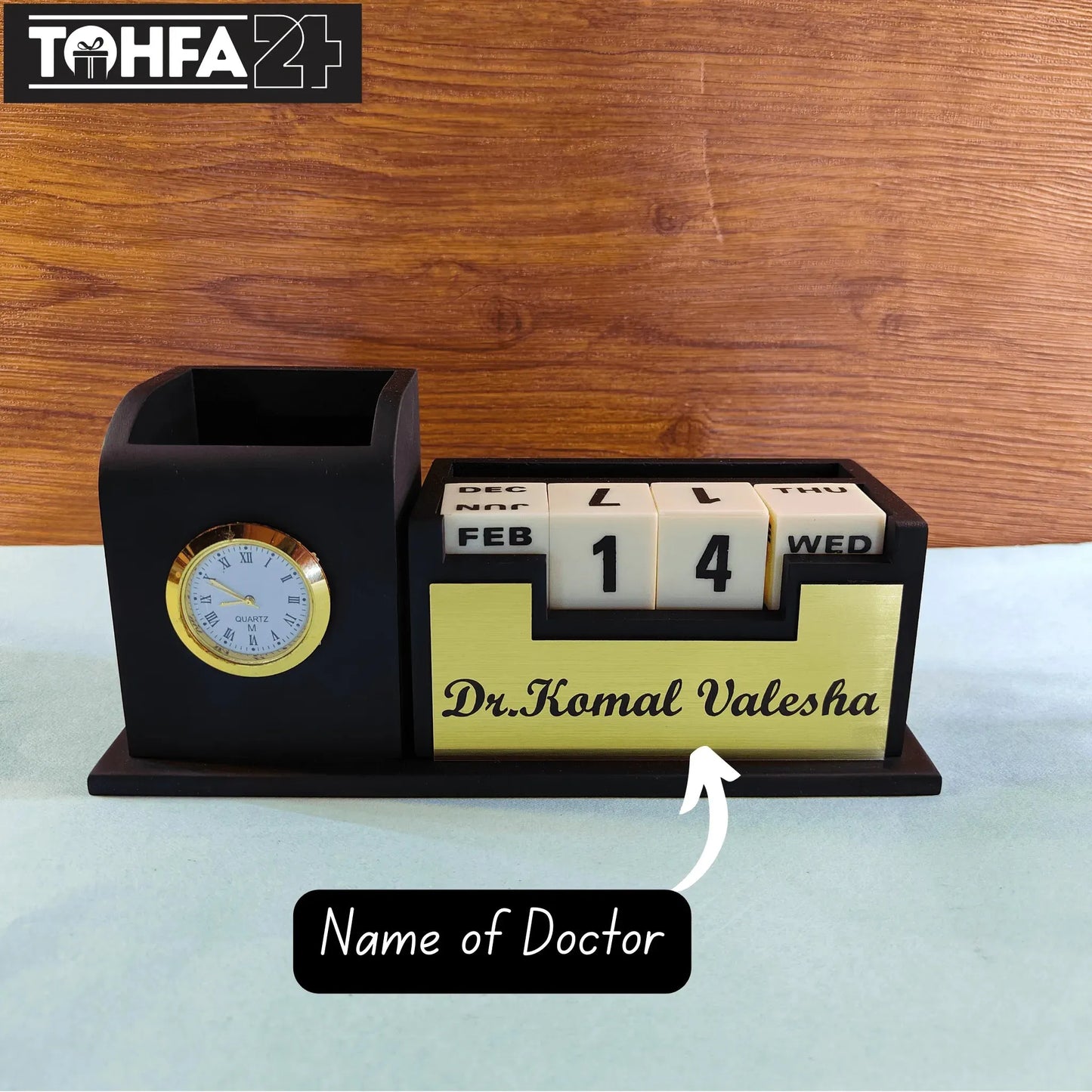 Doctor's Pen Stand With Clock Tohfa24