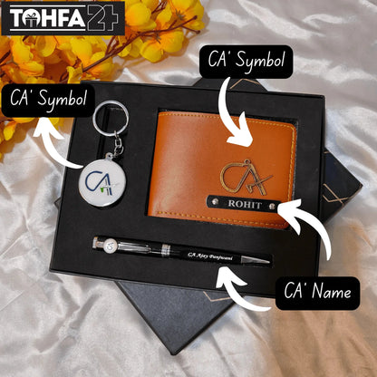 Personalized Wallet, Pen & Keychain Combo for CA Tohfa24