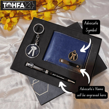 Premium Personalized Wallet, Pen & Keychain for an Advocate Tohfa24