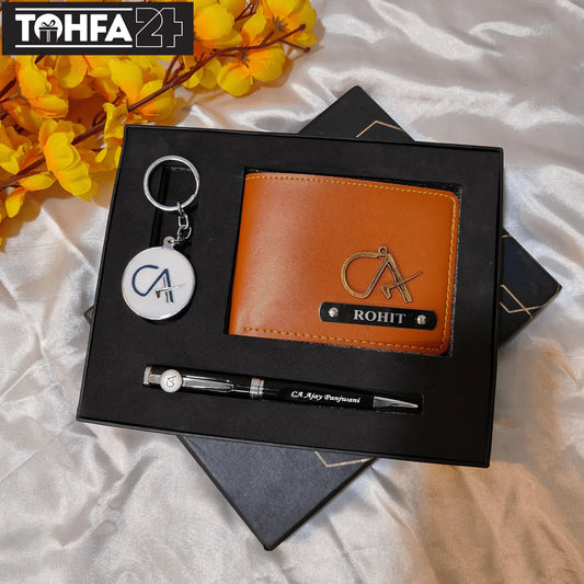 Personalized Wallet, Pen & Keychain Combo for CA Tohfa24