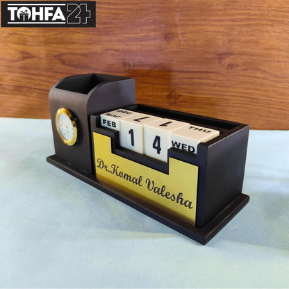 Doctor's Pen Stand With Clock Tohfa24