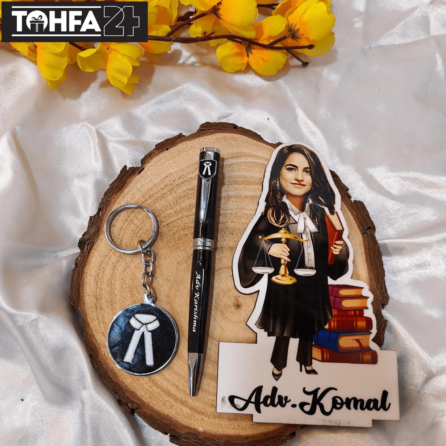 Personalized Caricature, Pen & Keychain for an Advocate Tohfa24