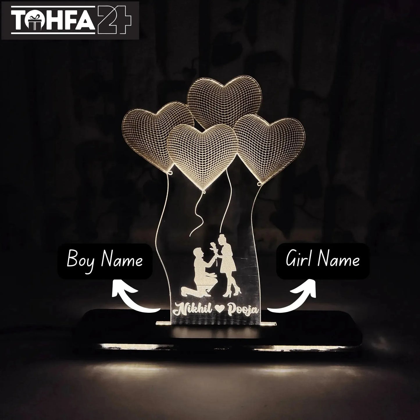 Cute Couple Proposal Acrylic Lamp Tohfa24