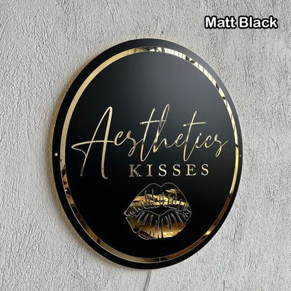 Elegant Round Acrylic Name Plate Matt Black