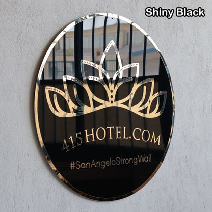 Elegant Round Acrylic Name Plate Shiny Black Tohfa24