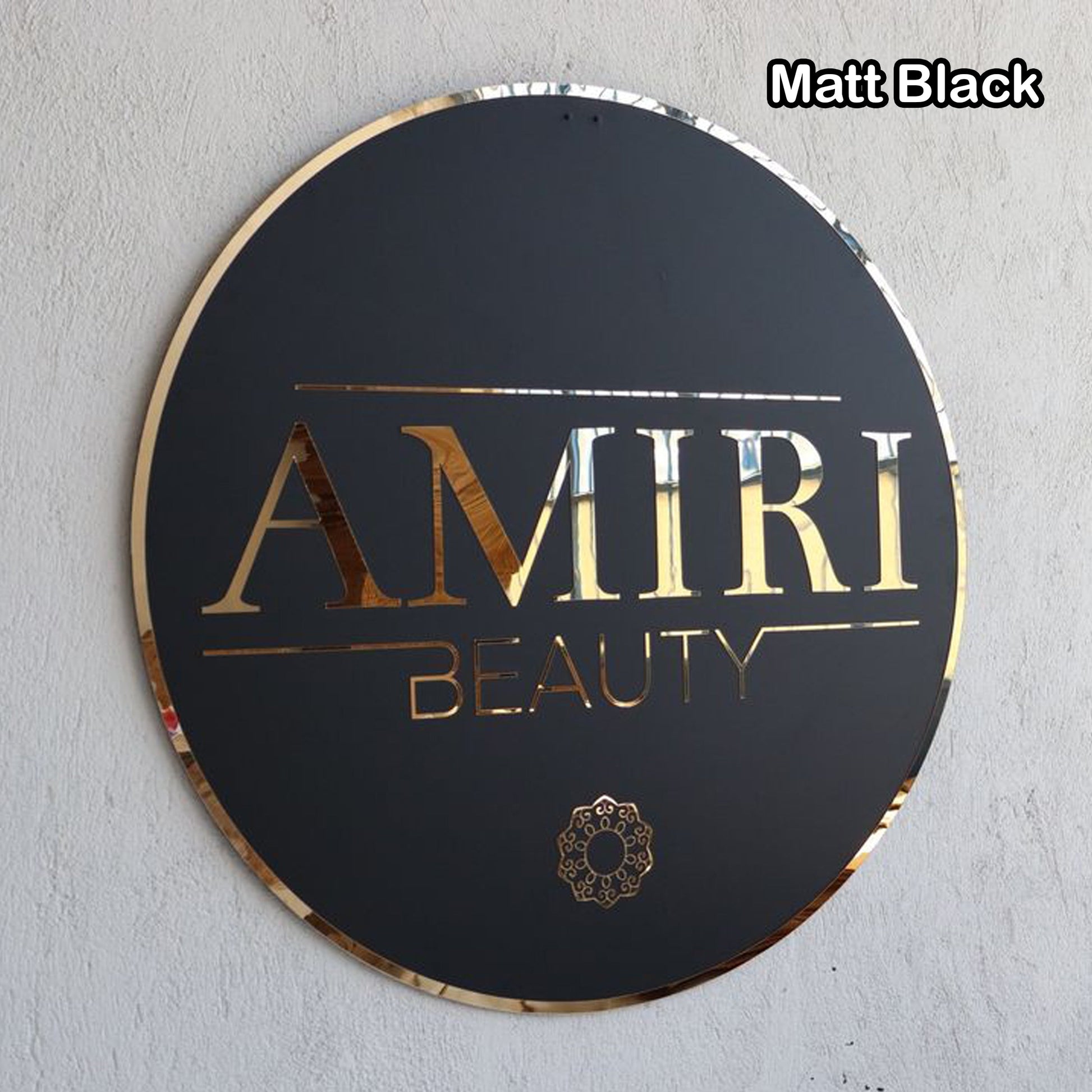 Elegant Round Acrylic Name Plate Matt Black Tohfa24