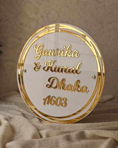 Gold Mirror Couple Nameplate