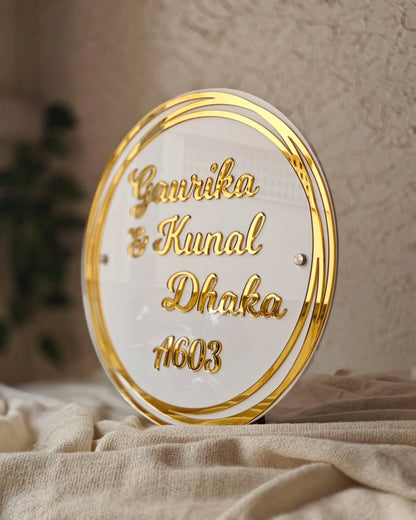 Gold Mirror Couple Nameplate