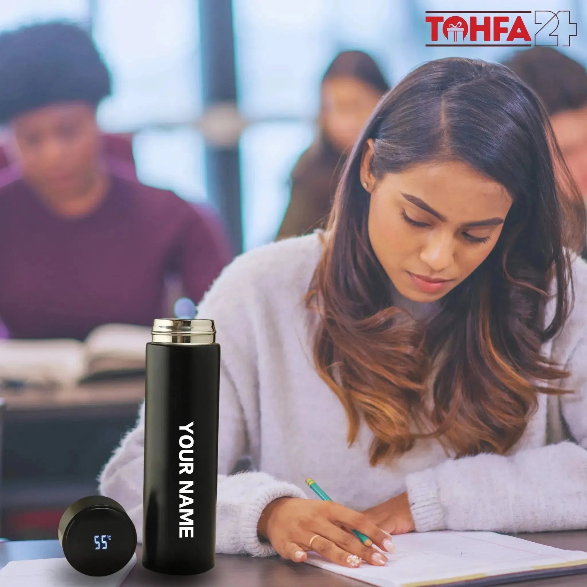 Personalized Black Smart Temperature Water Bottle Tohfa24