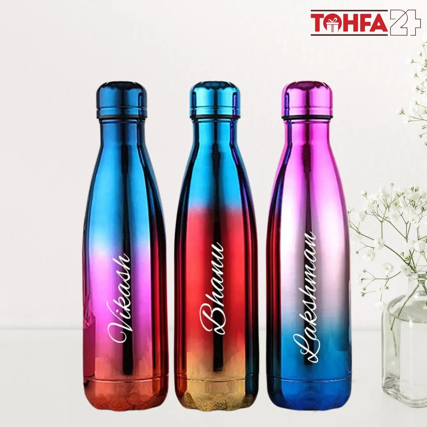 Personalized Rainbow Vacuum Insulated Water Bottle Tohfa24