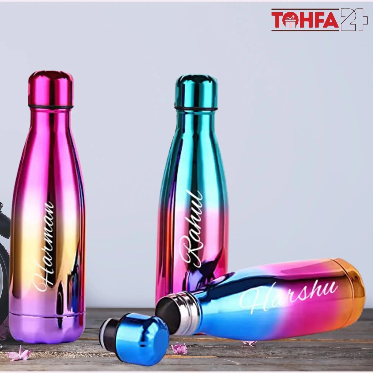 Personalized Rainbow Vacuum Insulated Water Bottle Tohfa24