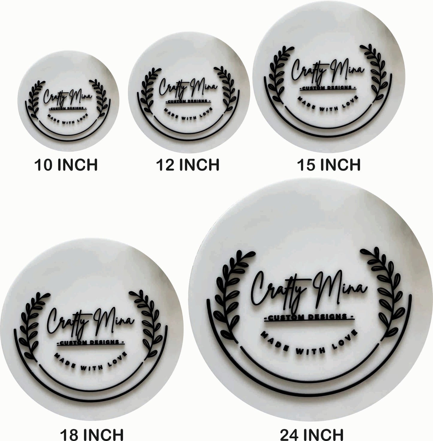 Elegant Round Acrylic Name Plate Matt Black Tohfa24