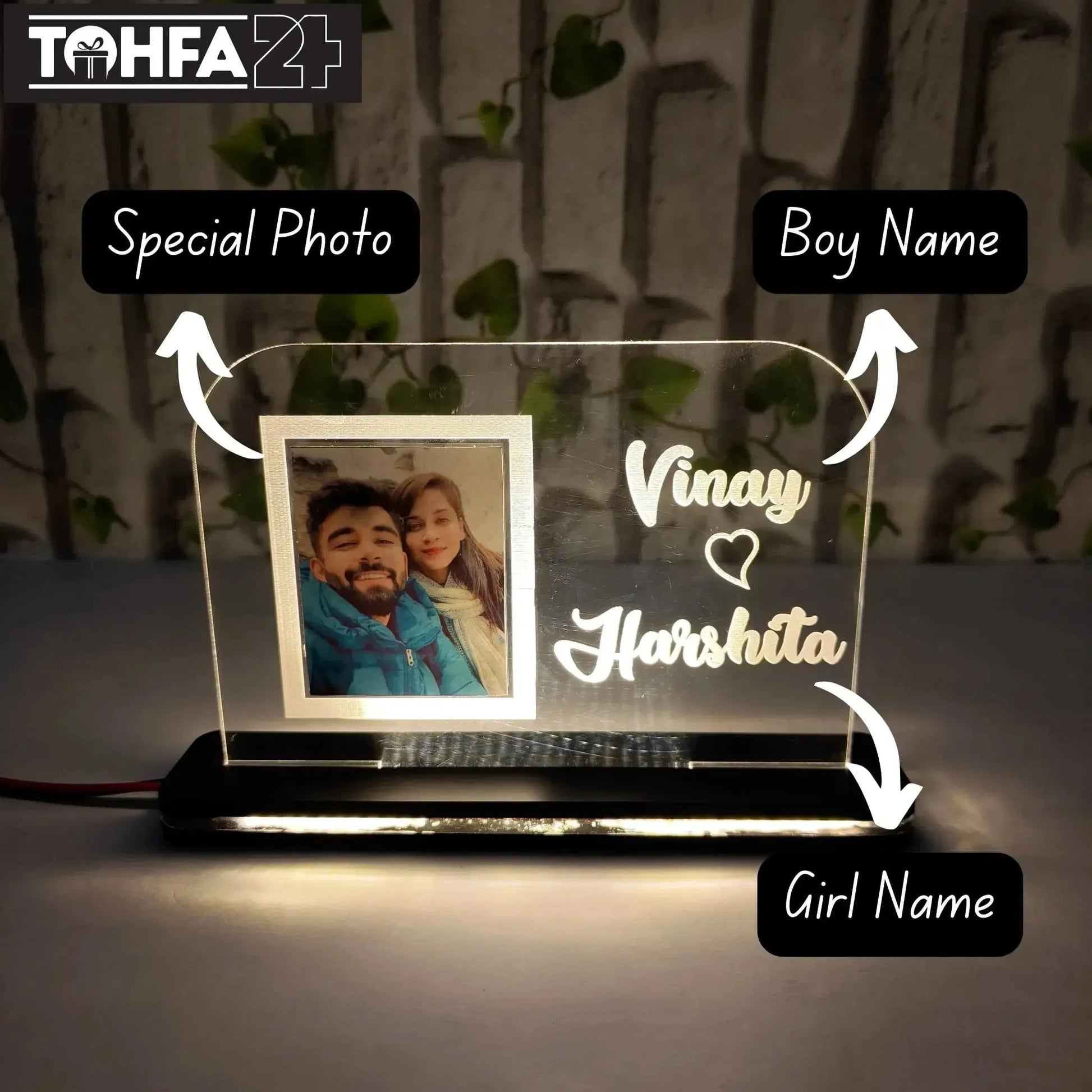 Special Couple Photo with Name Acrylic Lamp Tohfa24